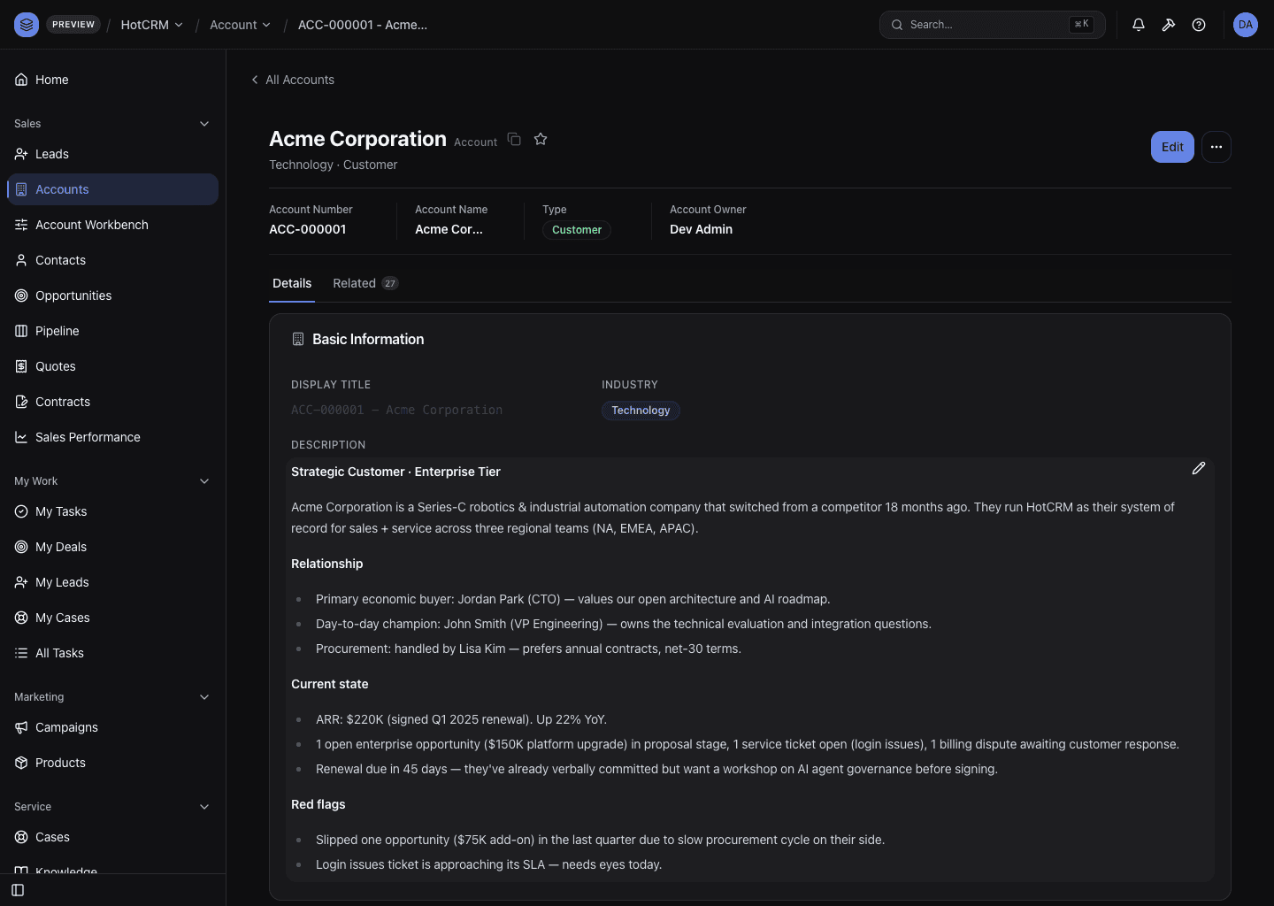 Strategic account 360 view